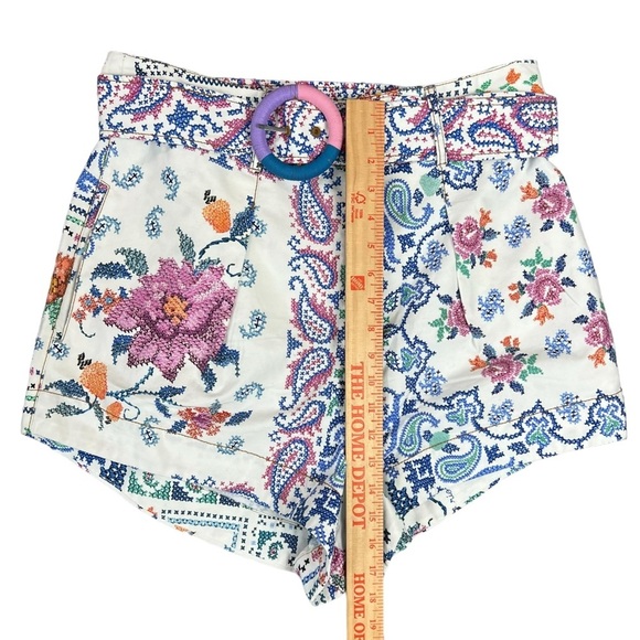 FARM Rio Romantic Bandanas Belted Shorts Large Summer Belted Cotton Paisley Boho - Picture 8 of 8